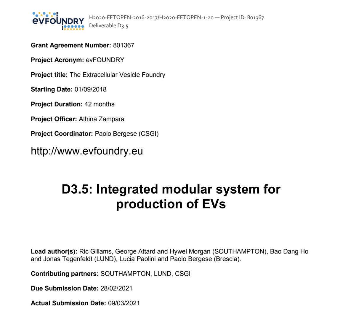 D3.5 Integrated modular system for production of EVs